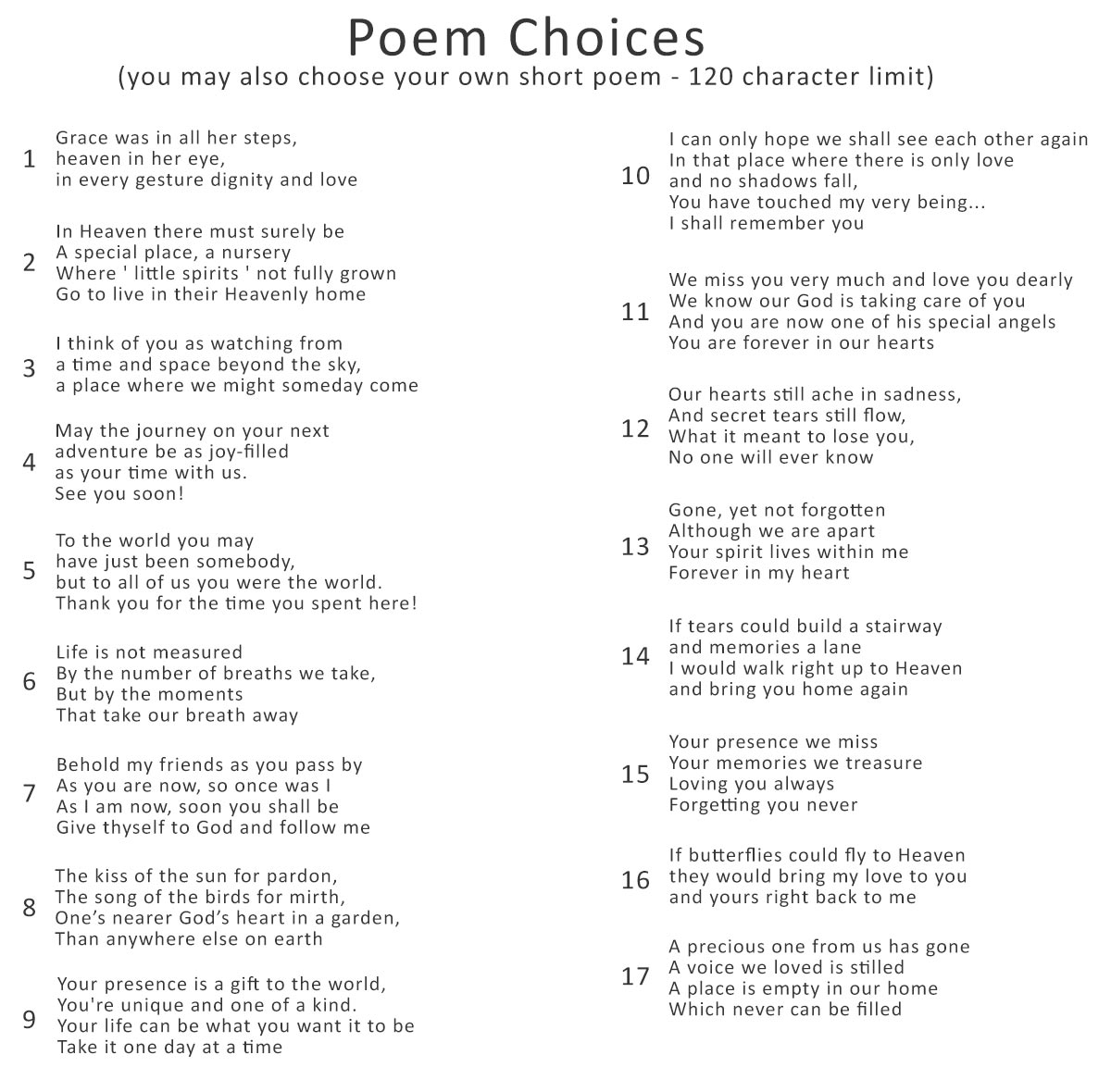Poem Choices